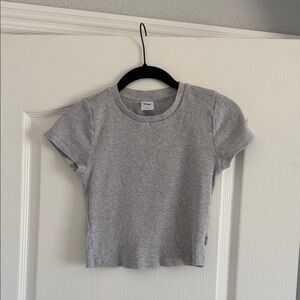 TNA Light Gray Ribbed Cropped Tee